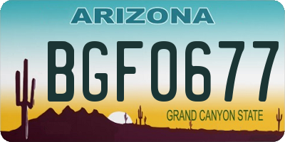 AZ license plate BGF0677