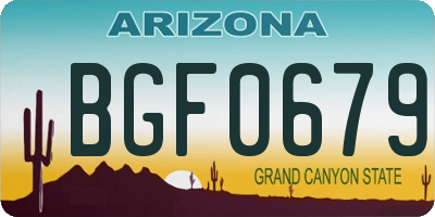 AZ license plate BGF0679