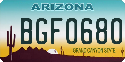 AZ license plate BGF0680