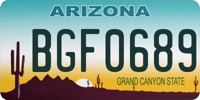 AZ license plate BGF0689