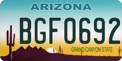 AZ license plate BGF0692