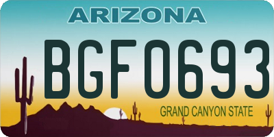 AZ license plate BGF0693