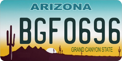 AZ license plate BGF0696