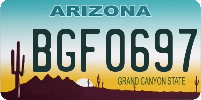 AZ license plate BGF0697