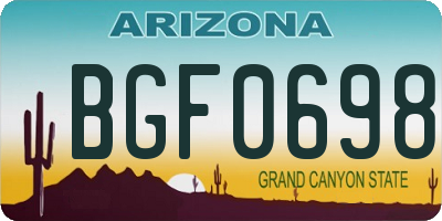 AZ license plate BGF0698
