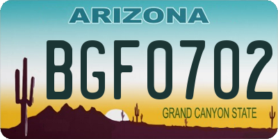 AZ license plate BGF0702