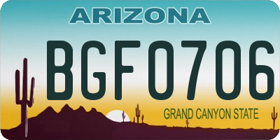 AZ license plate BGF0706