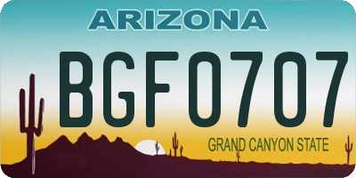 AZ license plate BGF0707