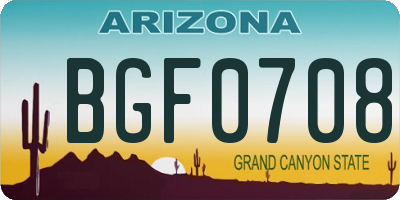 AZ license plate BGF0708
