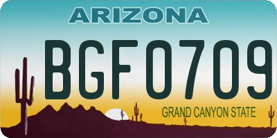 AZ license plate BGF0709