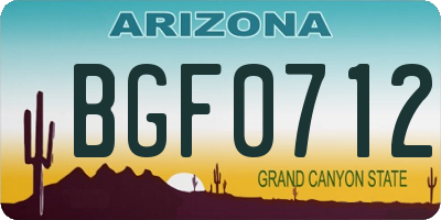 AZ license plate BGF0712