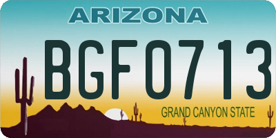 AZ license plate BGF0713