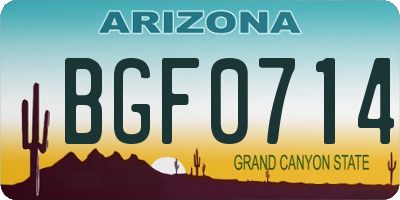 AZ license plate BGF0714