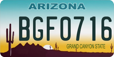 AZ license plate BGF0716