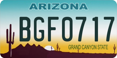 AZ license plate BGF0717