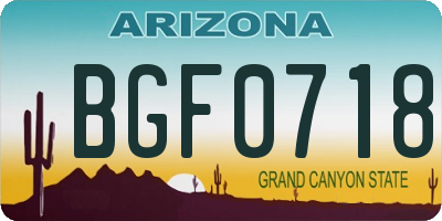 AZ license plate BGF0718
