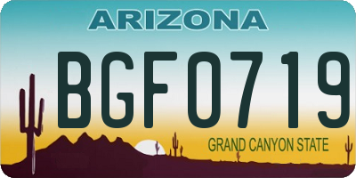 AZ license plate BGF0719