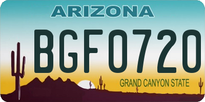 AZ license plate BGF0720
