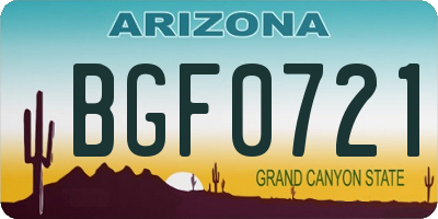 AZ license plate BGF0721