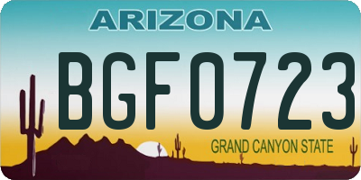 AZ license plate BGF0723