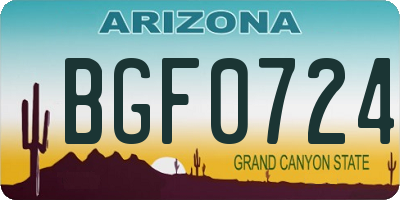 AZ license plate BGF0724