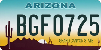 AZ license plate BGF0725