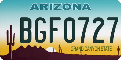 AZ license plate BGF0727