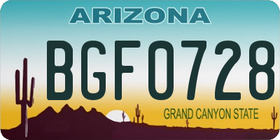 AZ license plate BGF0728