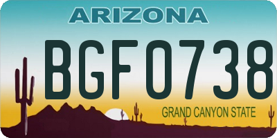 AZ license plate BGF0738