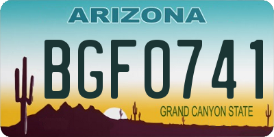 AZ license plate BGF0741