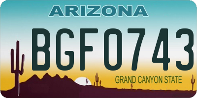 AZ license plate BGF0743