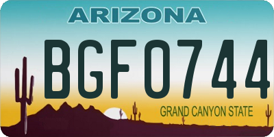 AZ license plate BGF0744