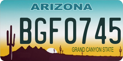 AZ license plate BGF0745
