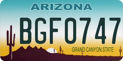 AZ license plate BGF0747