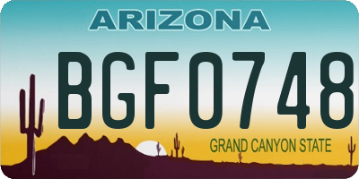 AZ license plate BGF0748