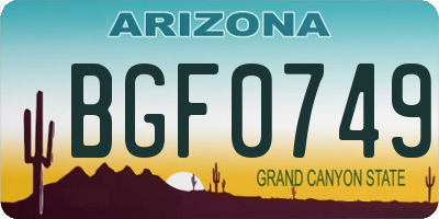 AZ license plate BGF0749