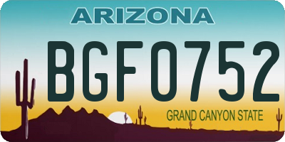 AZ license plate BGF0752