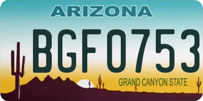 AZ license plate BGF0753