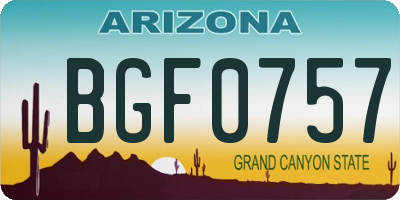 AZ license plate BGF0757