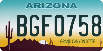 AZ license plate BGF0758