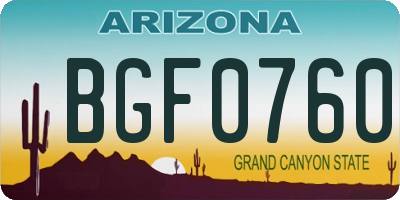 AZ license plate BGF0760