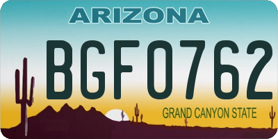 AZ license plate BGF0762