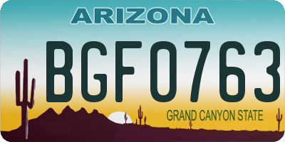 AZ license plate BGF0763