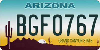 AZ license plate BGF0767