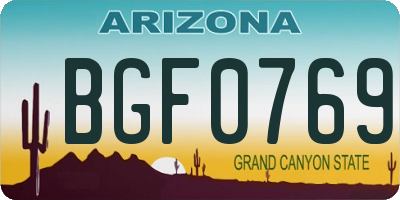 AZ license plate BGF0769