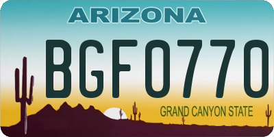 AZ license plate BGF0770