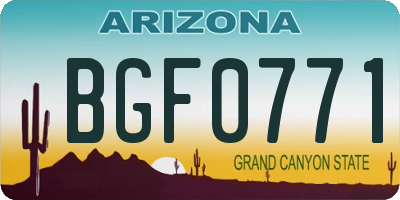 AZ license plate BGF0771