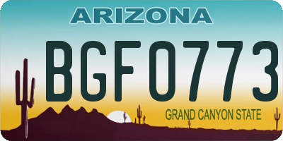 AZ license plate BGF0773