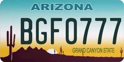 AZ license plate BGF0777