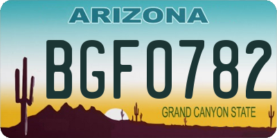 AZ license plate BGF0782